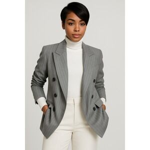 Women's Gray Pinstripe Double-Breasted Blazer – A New Day Large New With Tags